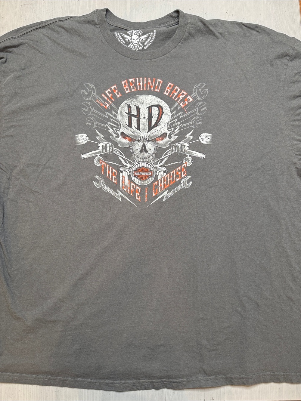Harley-Davidson life behind bars Skull Graphic Tshirt